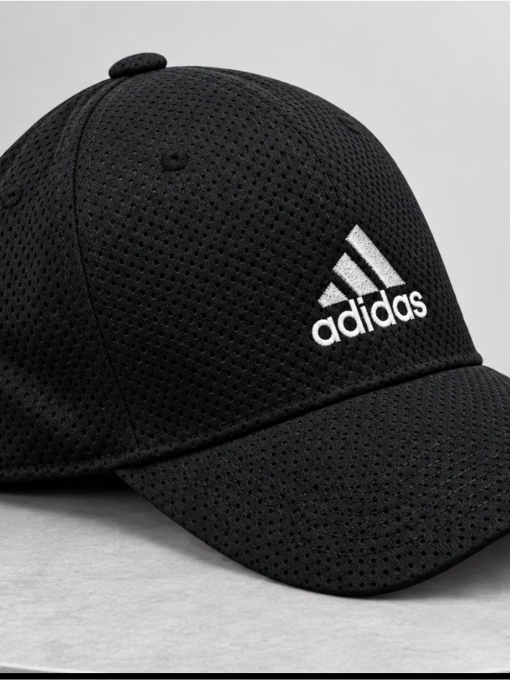 adidas Black Mesh Logo Cap with White Embroidery
